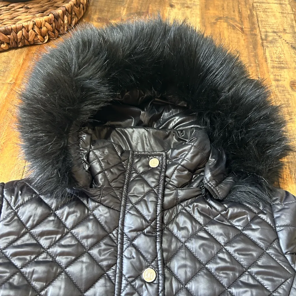 Ivanka Trump Black Quilted Puffer Coat with Fur Hood - Image 13