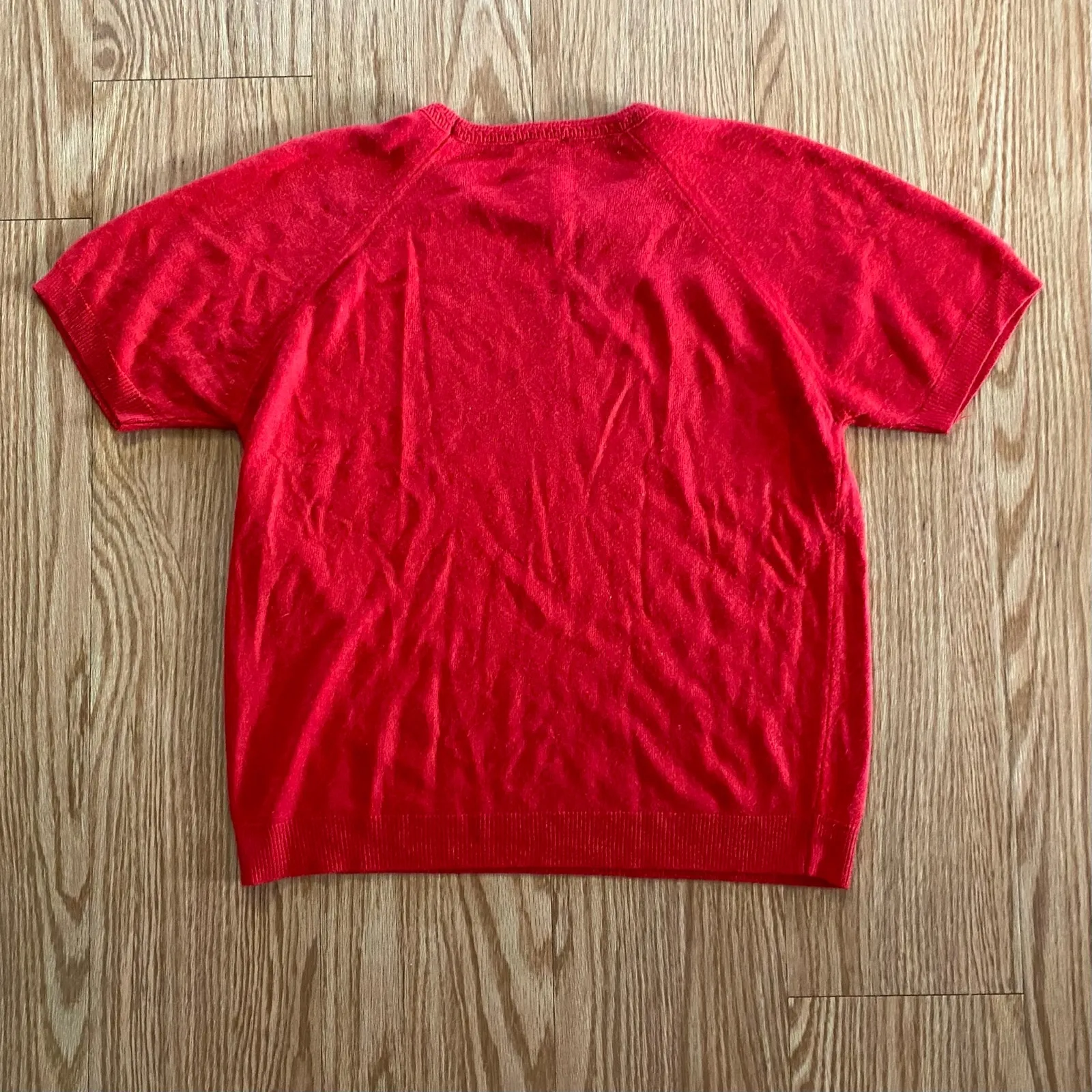 Designers Originals Vintage Red Short Sleeve Luxelon Sweater Womens Large - Image 6