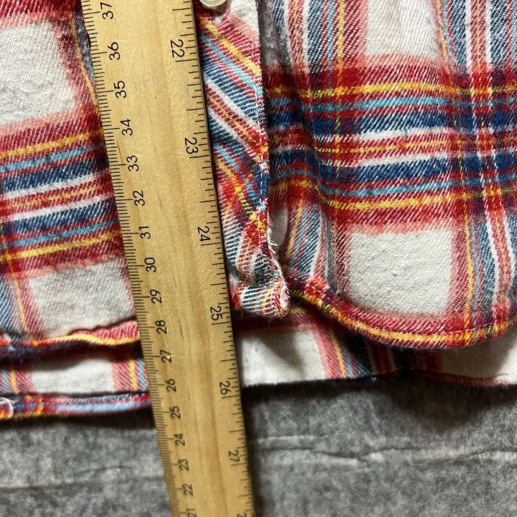 GAP Womens Flannel Shirt Size XXL Long Sleeve Plaid‎ Button Down Red Blue White - Image 3