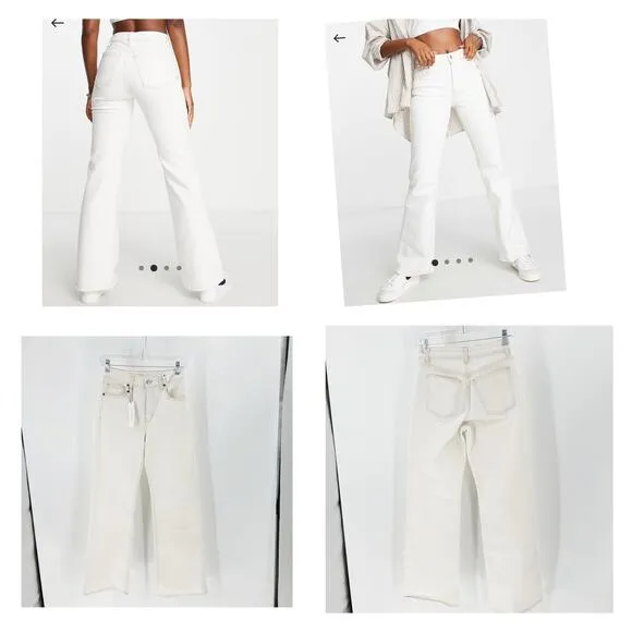 Topshop mid rise relaxed fit flare off white street ware 90s vibe retro size 26 - Image 2