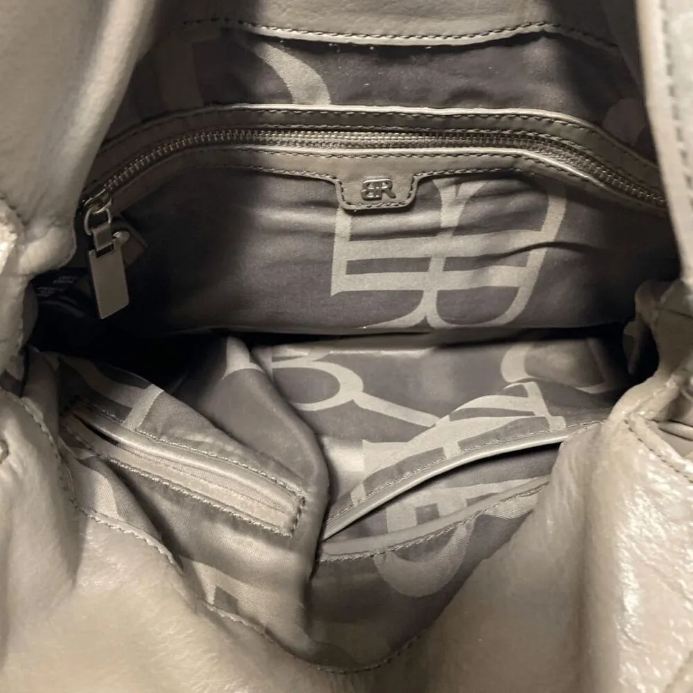 Banana Republic Leather Top Handle Magnetic Closure Hobo Bag Gray taupe color - Image 6