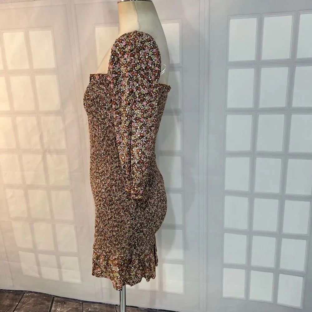 FAITHFULL THE BRAND Es Saada Floral Smocked Mini Dress size 2 - Image 9