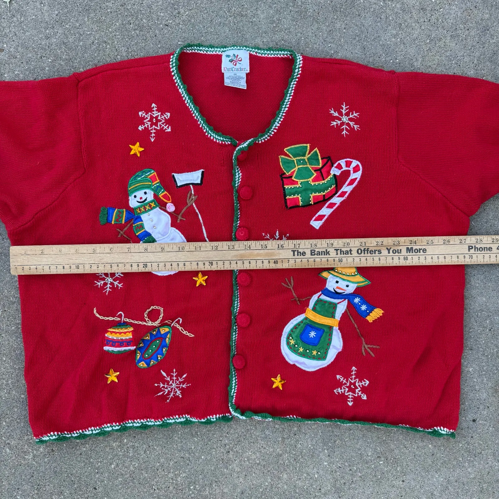 Vintage 90s Nutcracker Bold Winter Christmas Embroidered Cardigan Sweater 3X Red - Image 8