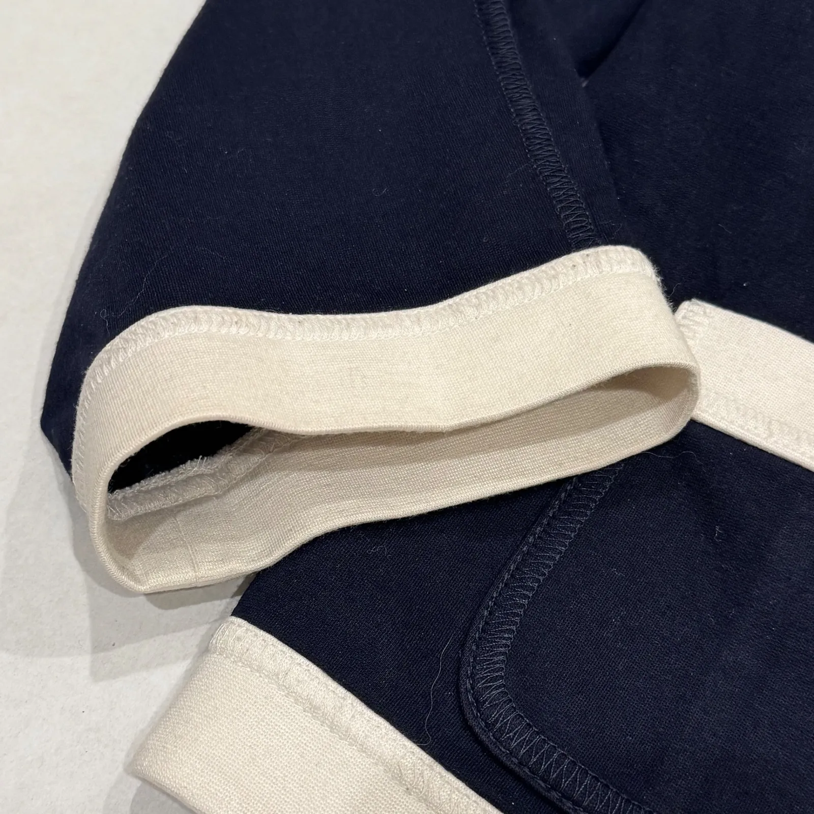 St John Sport Navy Cream Trimmed Preppy Nautical Coastal Zip Up Jacket Size 6 Black - Image 4