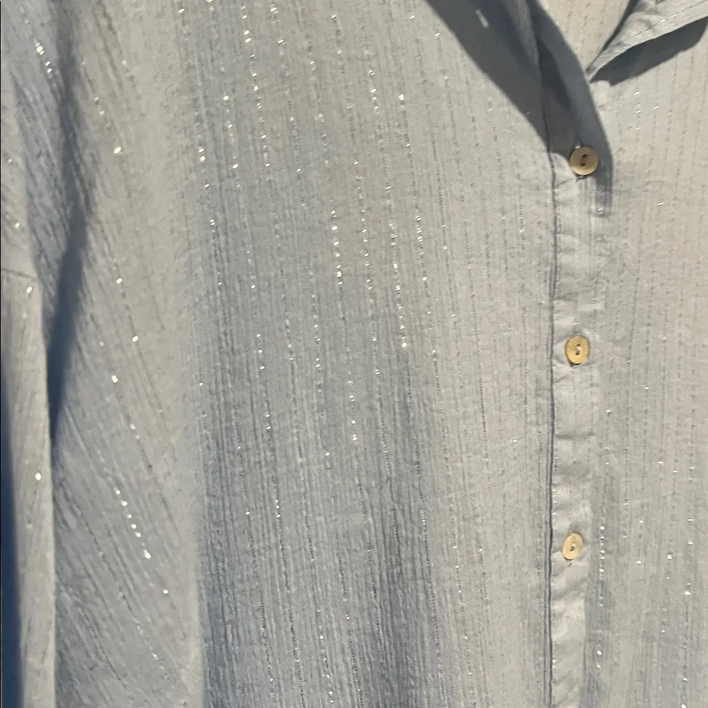 ZARA NWOT METALLIC THREAD STRIPED OVERSIZED BLOUSE - small - Image 4