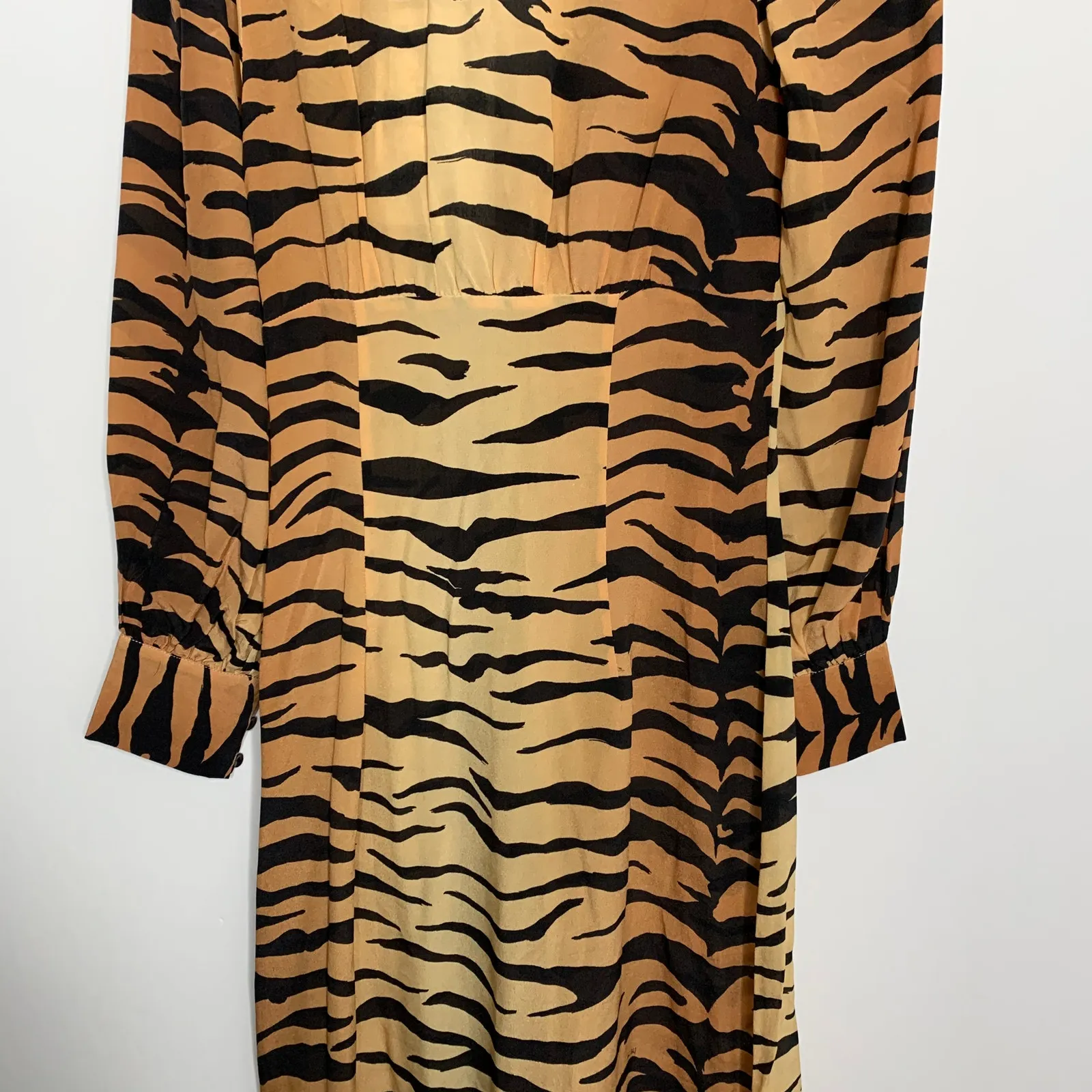 Realisation Vivienne Midi Dress Tiger Small New 100% Silk Womens Small Black - Image 9