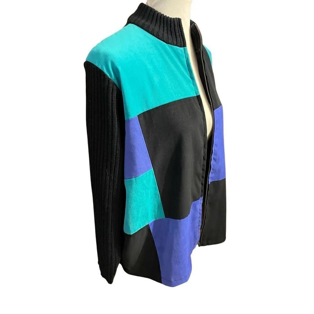 JM Collection By Jennifer Moore Y2K 90’s/2000’s Era color Block Full Zip Sweater - Image 6