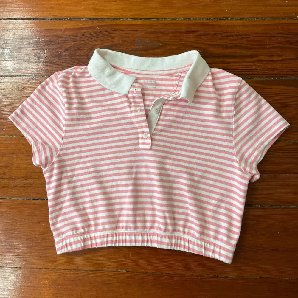 Aerie Courtside Bubble Hem Cropped Polo ~ Size Small 💚🍄 - Image 5