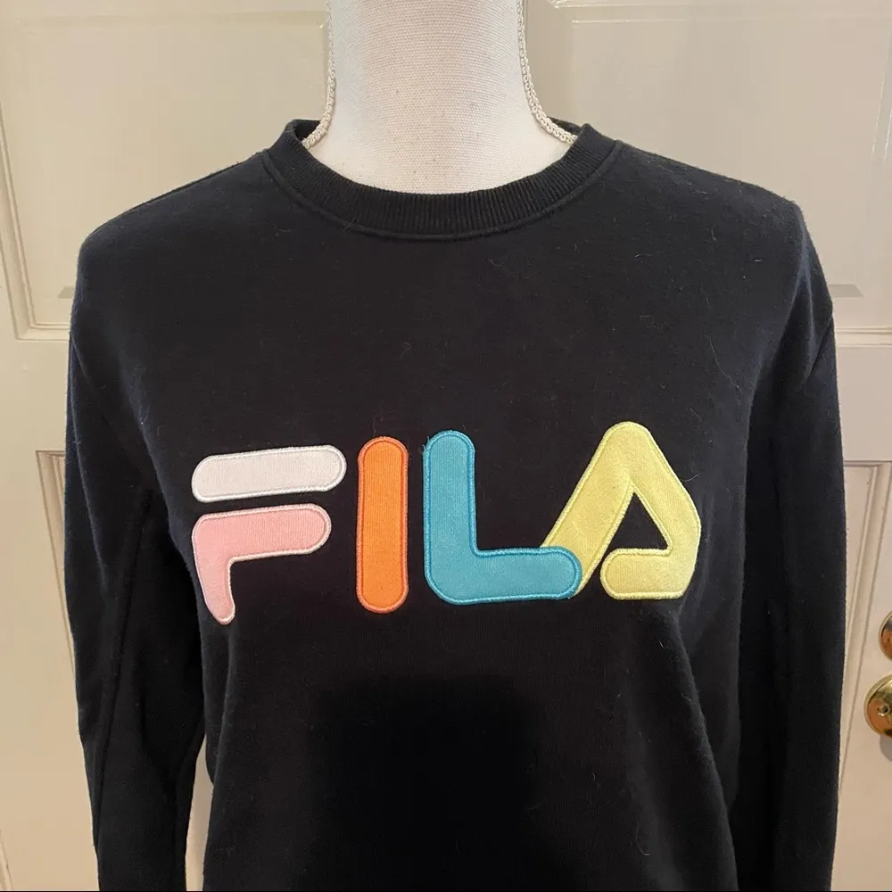 Fila Women’s Black Sweatshirt With Logo on Front - Image 2