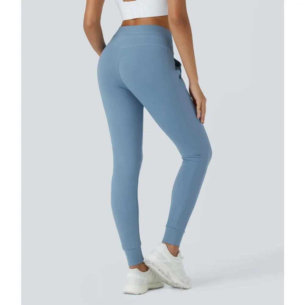 Halara  Softlyzero HighWaisted Drawstring Full Length Joggers Gray Blue Medium - Image 5