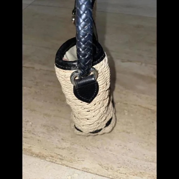 Brighton Wendy Tan/Blk Woven‎ Jute With Black Leather Shoulder Bag - Image 9