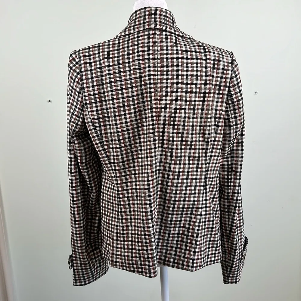 Dennis Basso Printed Luxe Crepe Double Breasted Jacket - Taupe/Black Size 4 - Image 10