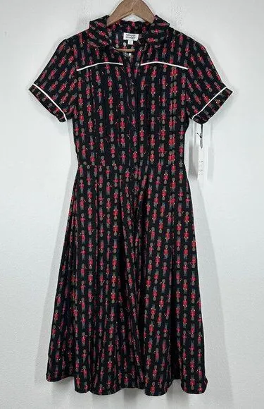Unique Vintage Retro Royal Monk Royal Guard Button Front Swing Dress NWT Size 4 - Image 1