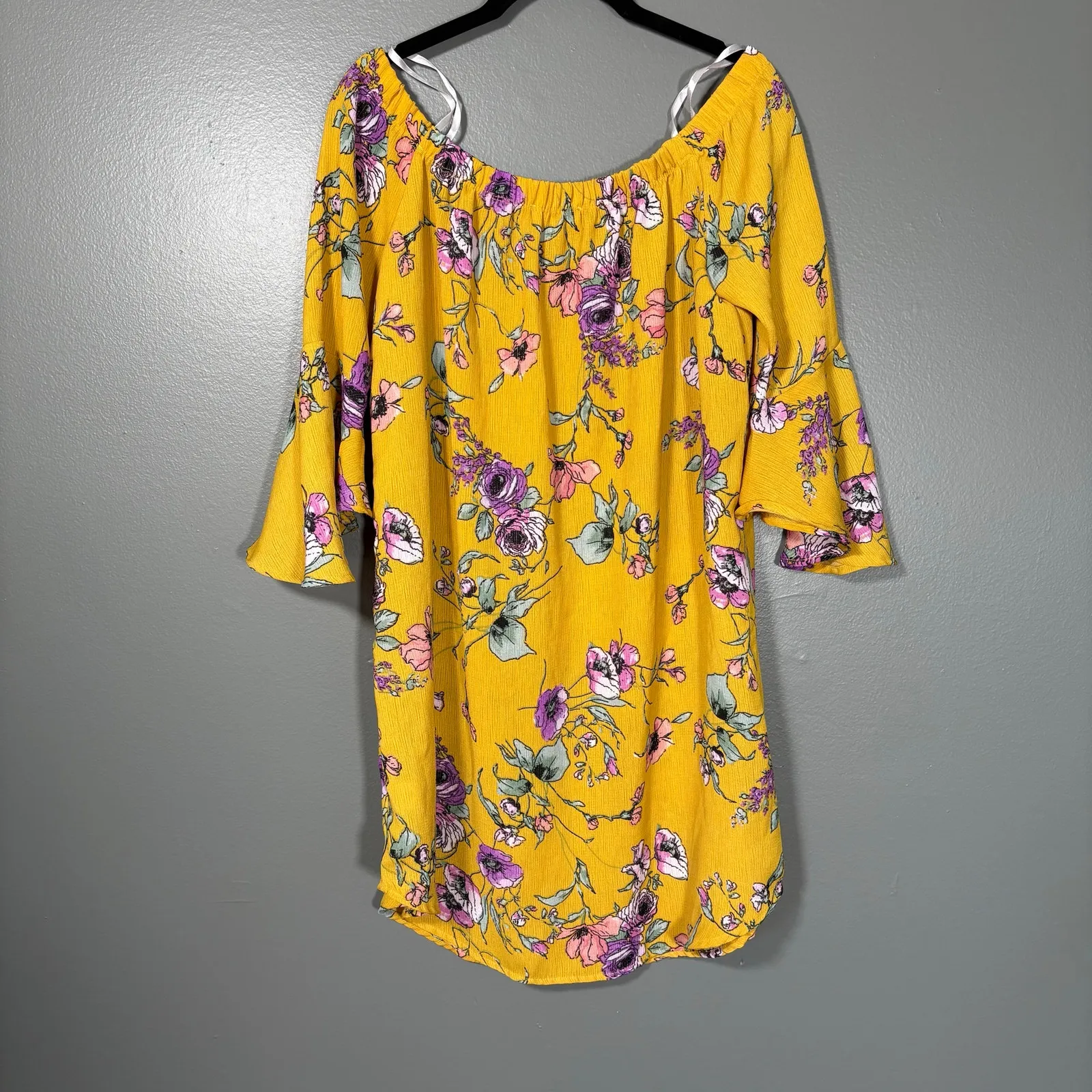 Love J Women's Yellow Boho Floral Off The Shoulder Dress - Size Medium - Cottage - Image 7