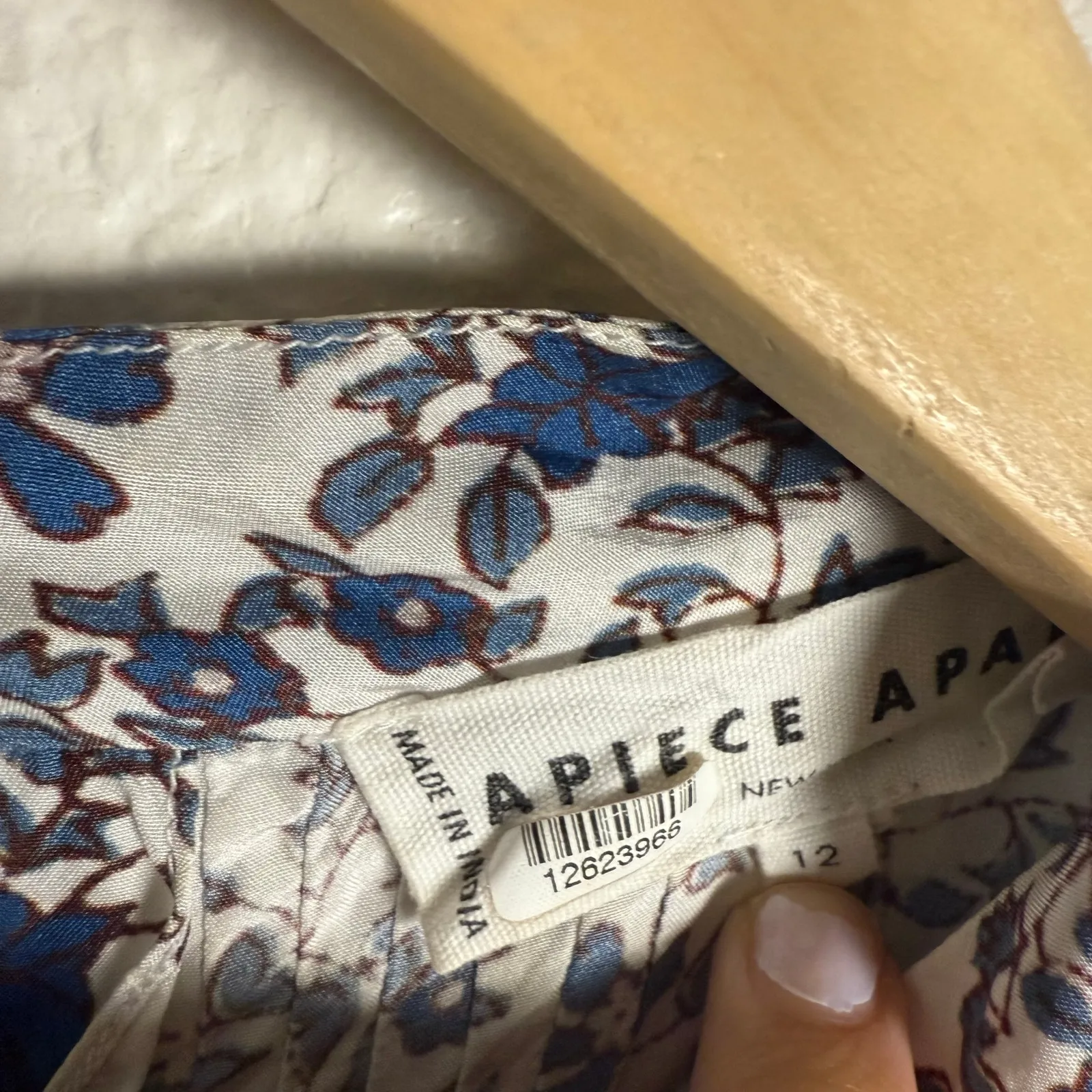 Apiece Apart Sez Pintuck Floral Print Long Sleeve Silk High Neck Blouse Size 12 - Image 16