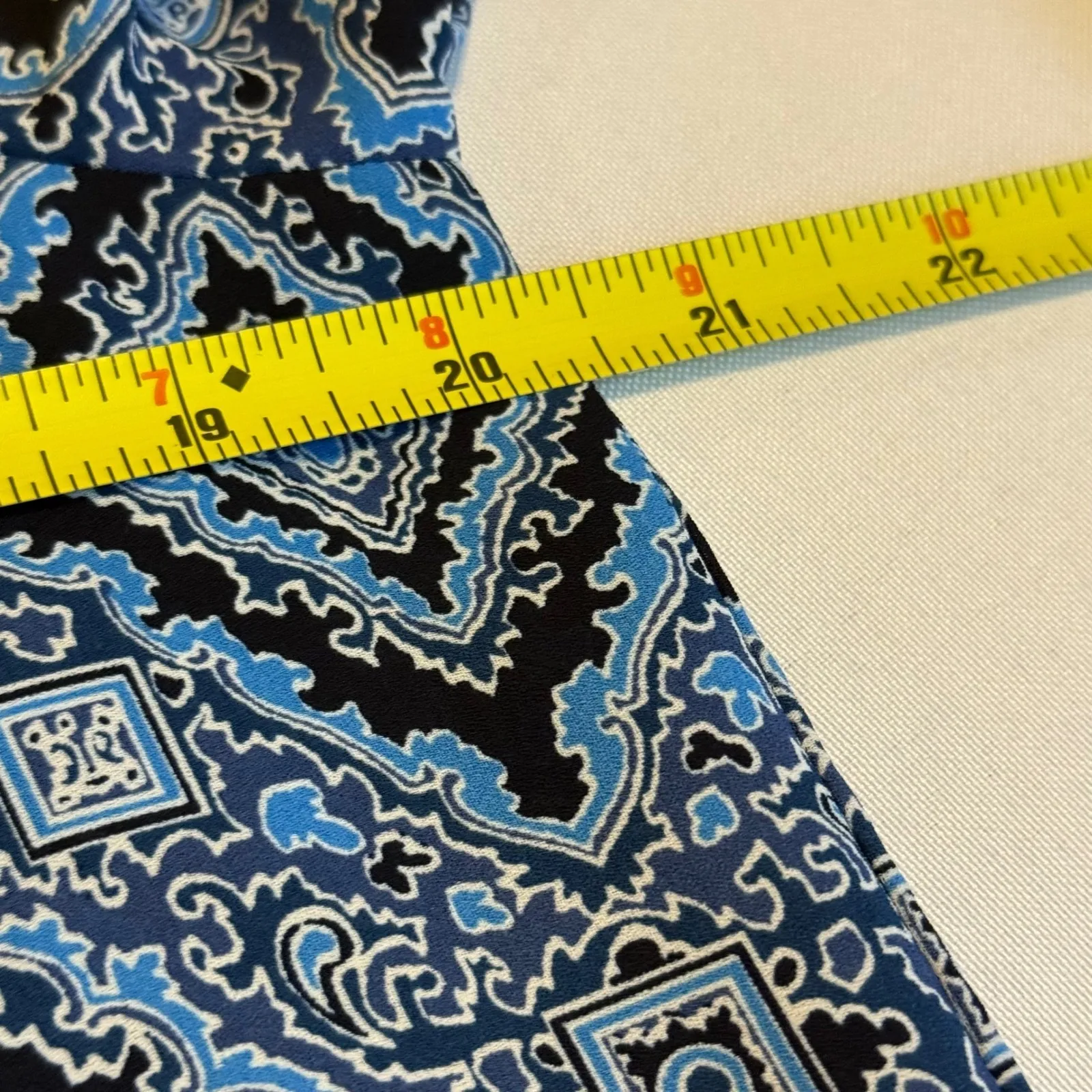 GAP Women‎ Blue Geometric Print V Neck Long Sleeve Smocked Blouse Top Size S # - Image 9