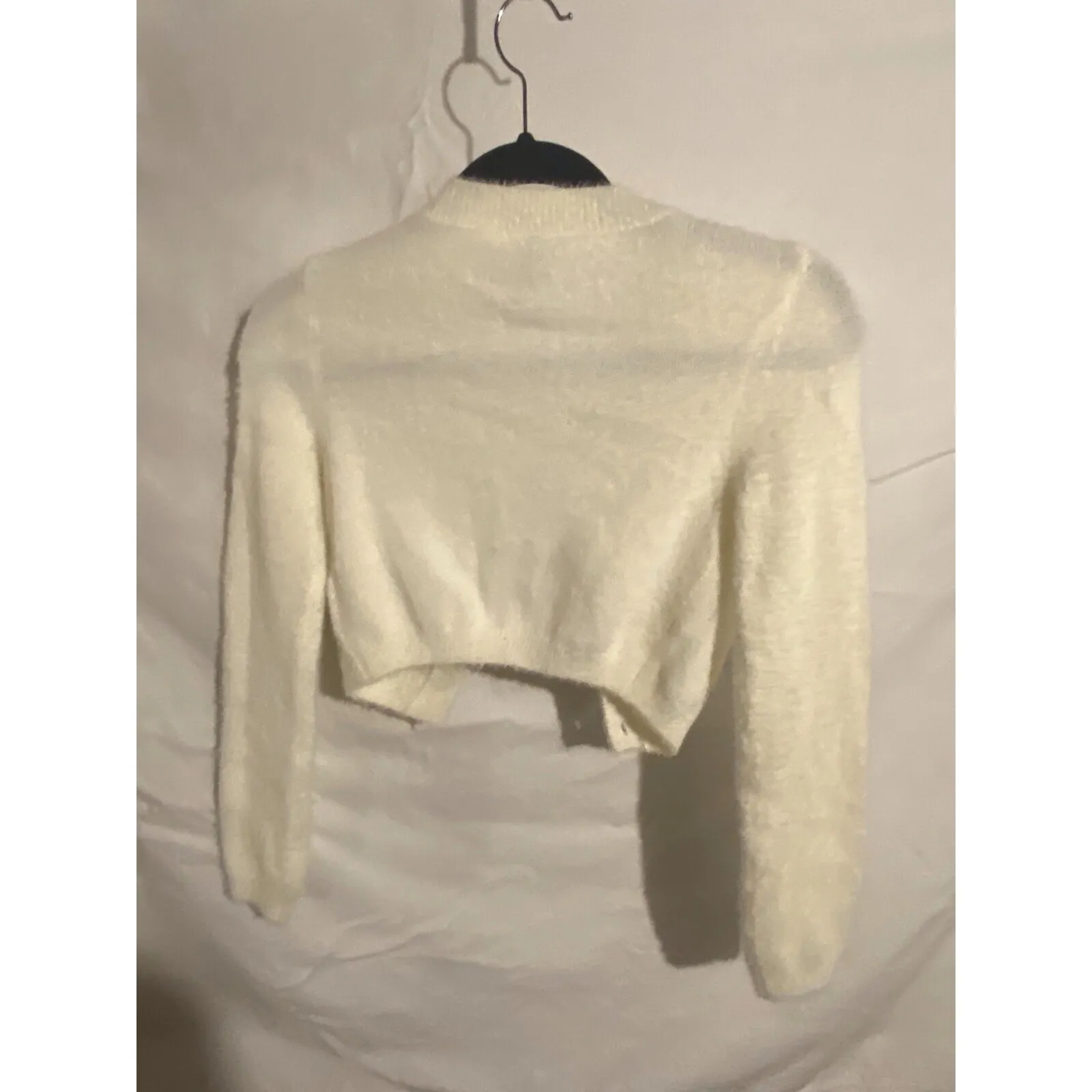 Divided Cardigan Cream Size XS Button Front Cropped - Image 5