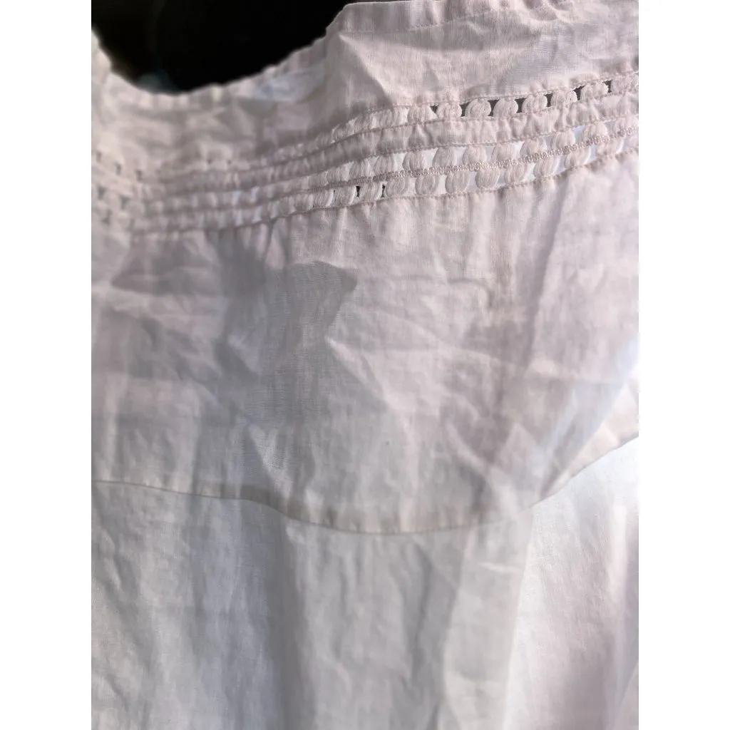 NEW Lafayette 148 White Boho Chic Tunic Top M 100% Linen Front Button  Pockets - Image 5