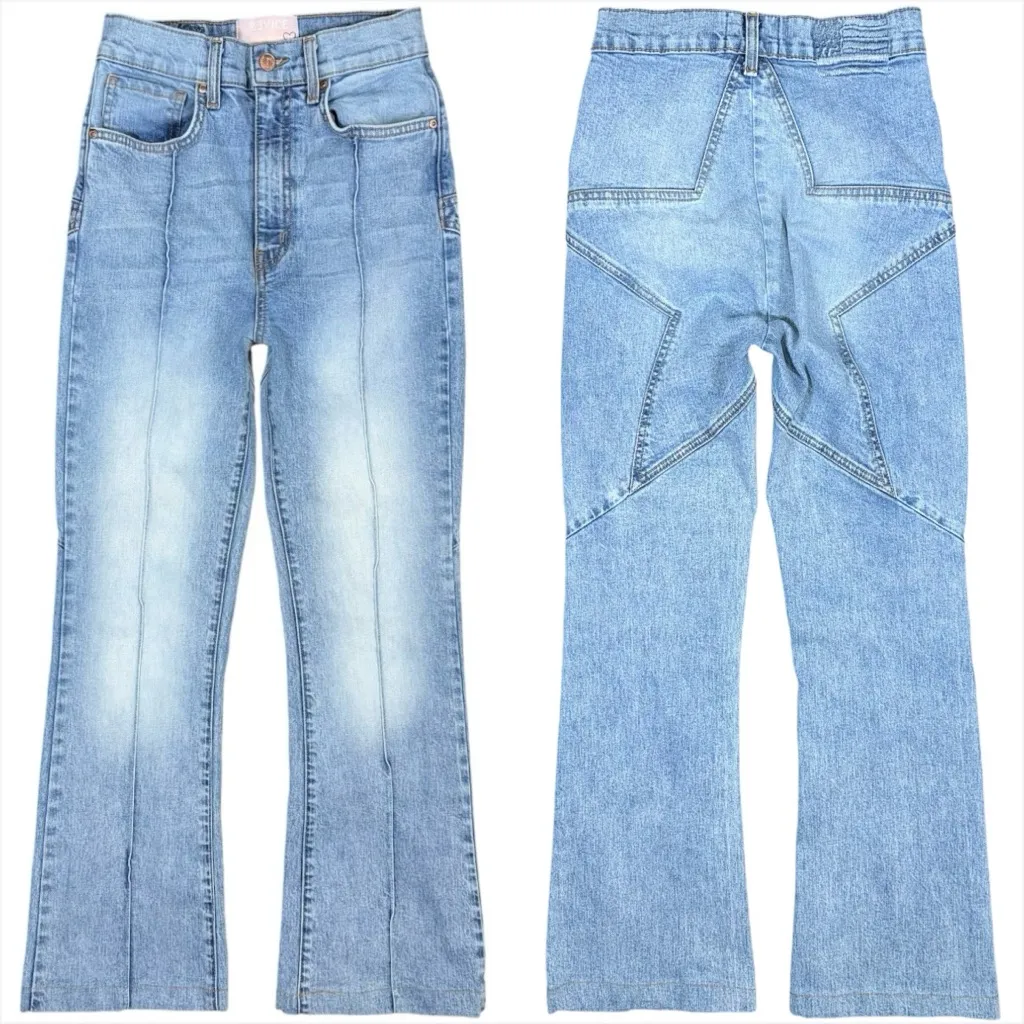 Revice Venus Flare Jeans Eclipse Wash Star Back High Rise 70s Style Women’s 27 - Image 2