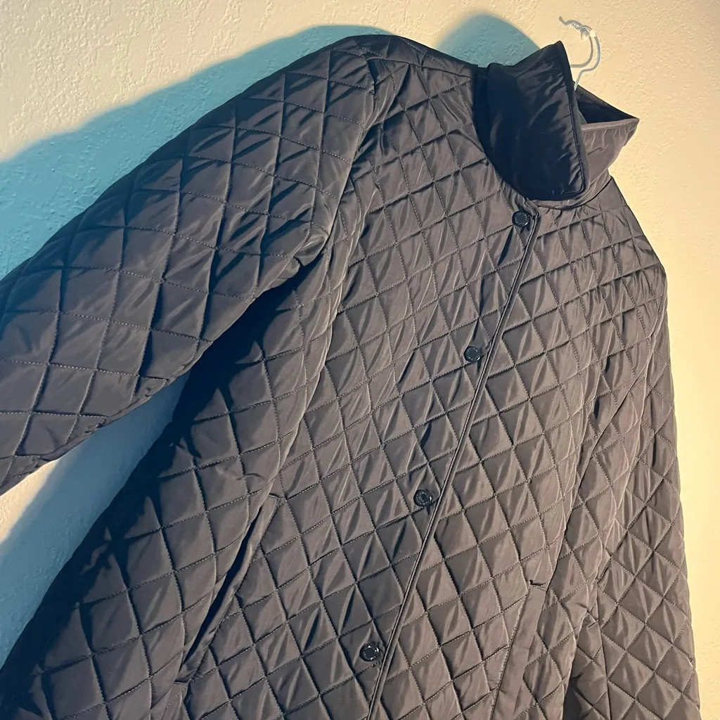 Calvin Klein Black Quilted Puffer Jacket Button-Up SZ L Cozy Fancy Preppy Pocket - Image 8