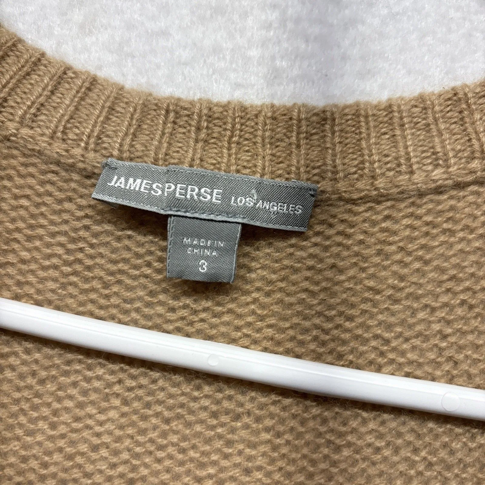 James Perse Sz 3 100% Cashmere Long Cardigan Sweater Tie Belt Sleeveless Tan - Image 3