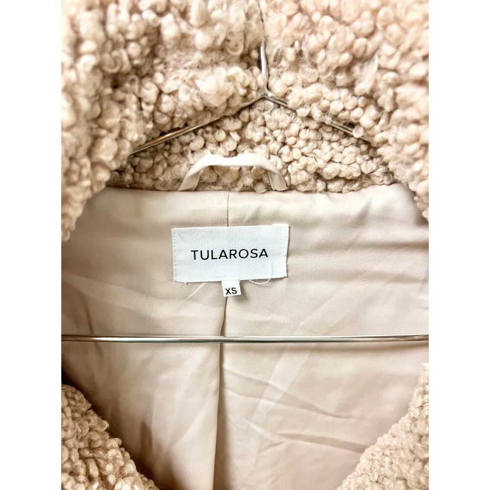 Tularosa Bailey Long Sleeve Full Zip Faux Fur Moto Jacket Beige Women's Size XS - Image 5