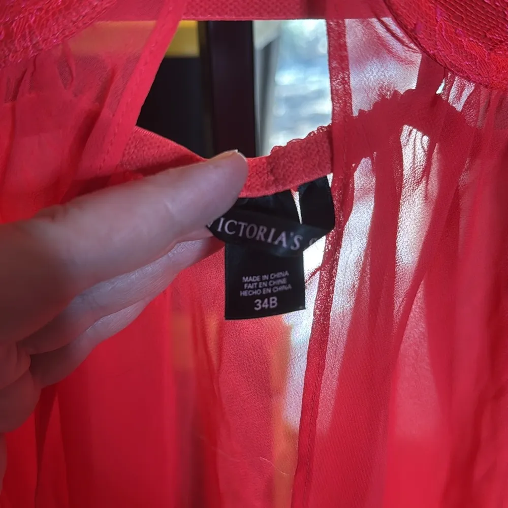 Victoria’s Secret Red Sheer Lace Push Up Babydoll Size 34B - Image 3