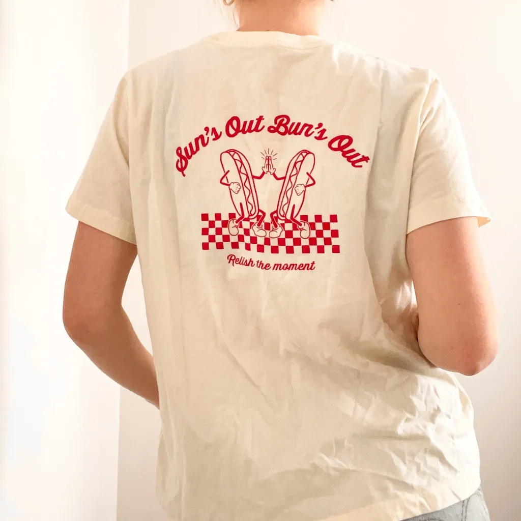 Sun's Out Bun's Out Hotdog T-Shirt - Image 2