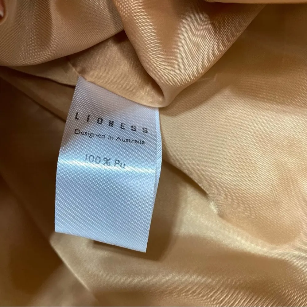 Lioness Small Talk Faux Leather Puffer Coat Funnel Neck Camel XXS - Image 12