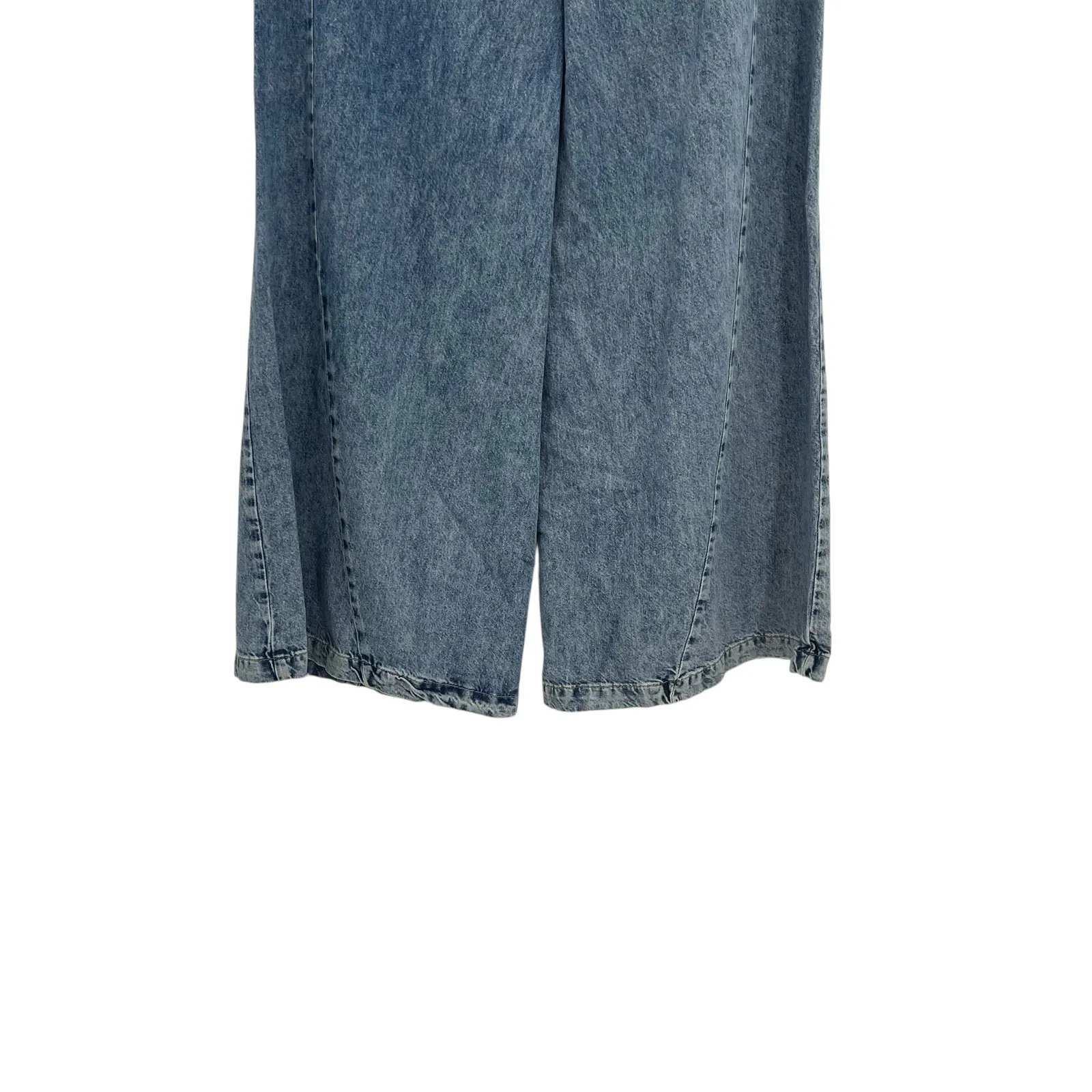 Free People Equinox Denim Trouser Jeans Pants Wide Leg Blue Size 29 - Image 11