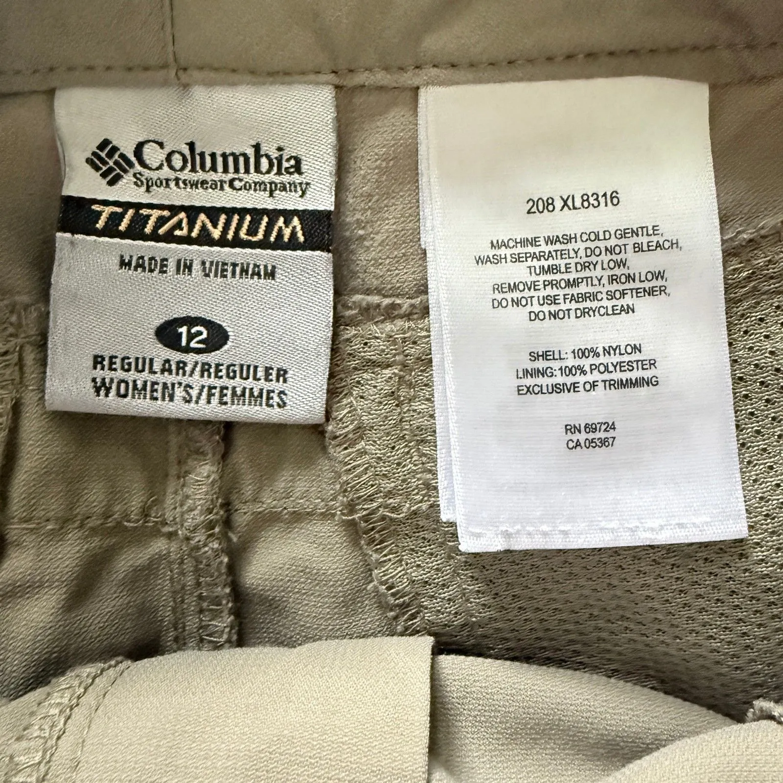 Columbia Titanium Omni Dry Gray Zip Off Hiking Outdoor Nylon Pant Sz 12 (Flawed) - Image 4