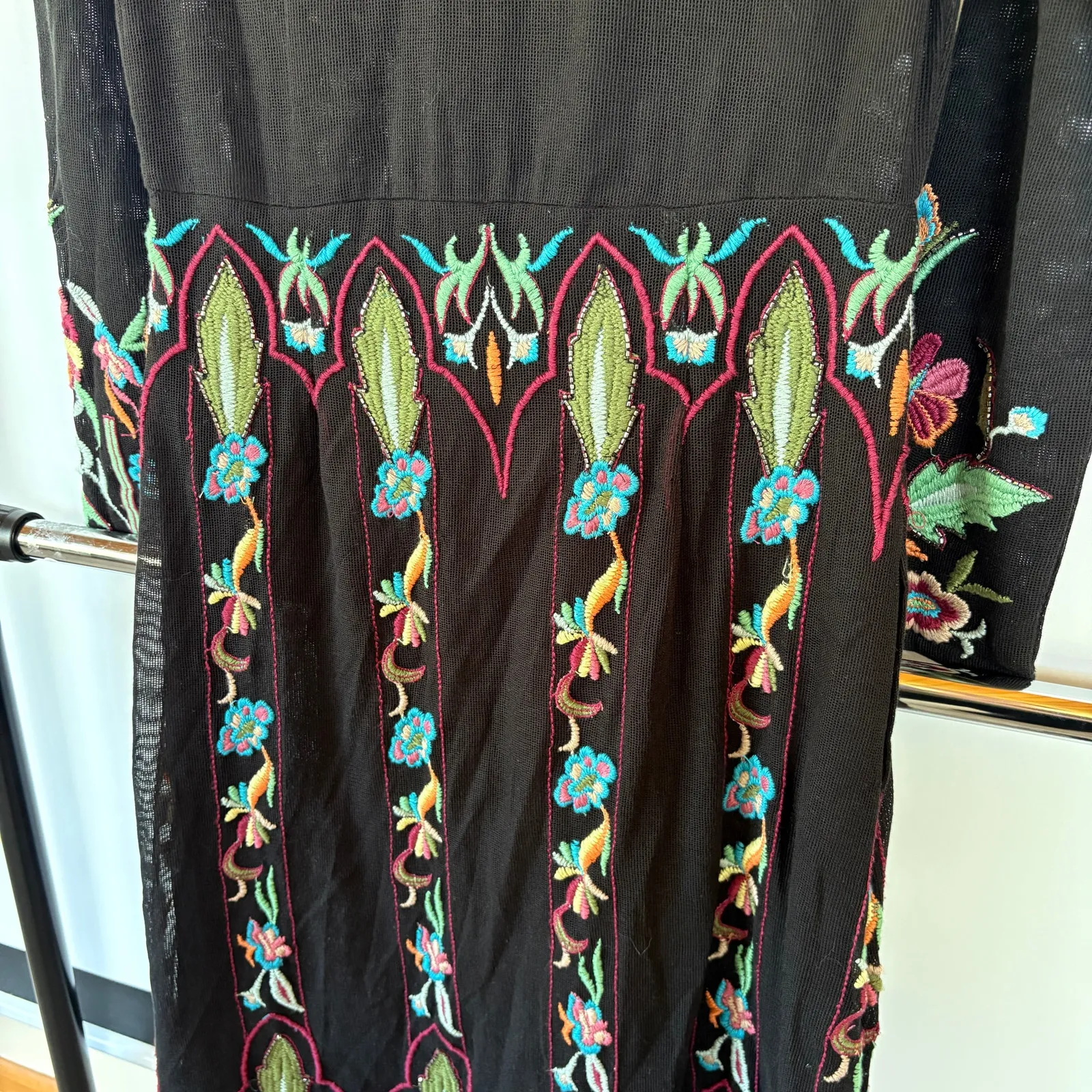 Zara Knit Beaded Embroidered Dress Boho Floral Wedding Guest Whimsygoth Small - Image 9