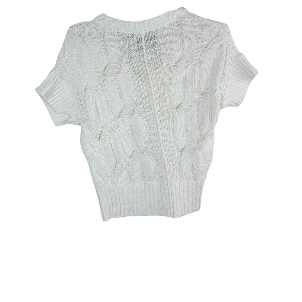 Brochu Walker Ivory Cable Knit Cropped Sweater - Image 3