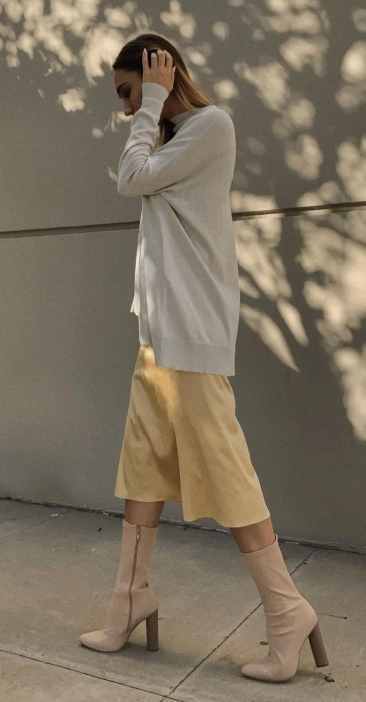 Gold Satin Ruffle Midi Skirt Small - Image 2