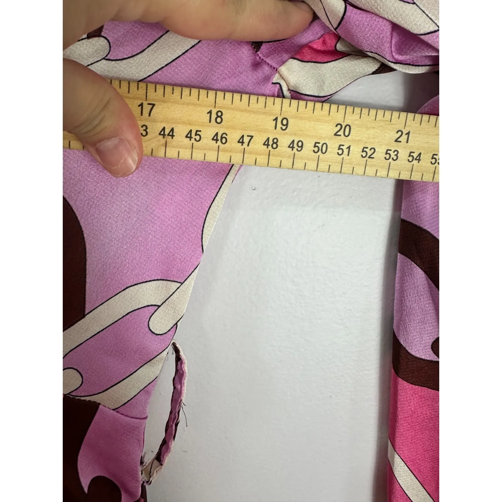 The Sang Jumpsuit M Pink Brown Chain Print Retro Long Sleeve Mod 70s‎ Y2K Bold Size M - Image 4