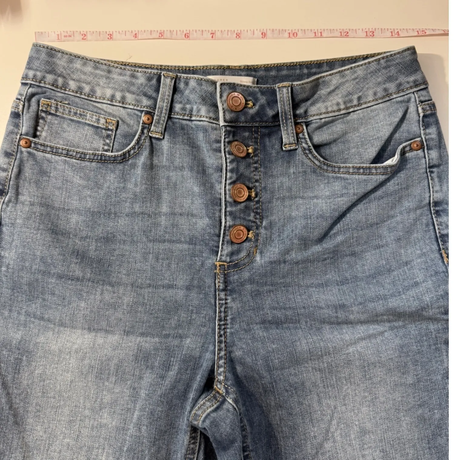 LC Lauren‎ Conrad Skinny Ankle Jeans Button Fly Raw Hem Size 8 | Coastal Cowgirl - Image 4