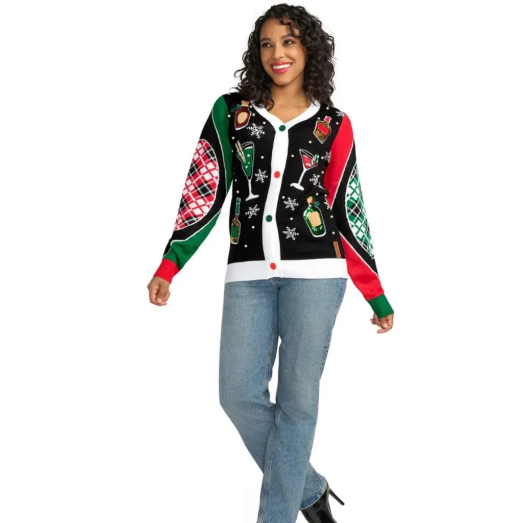 UGLY Women’s MIX AND BE MERRY CHRISTMAS CARDIGAN SWEATER - Image 3