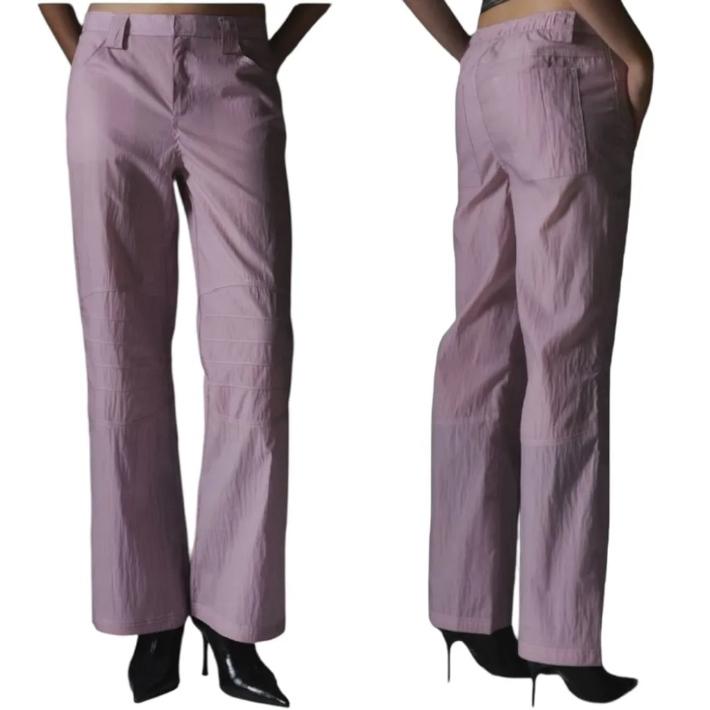 NWT Silence + Noise Bailey Pink Nylon Cargo Pants Low Rise Wide Leg Size 0 - Image 2