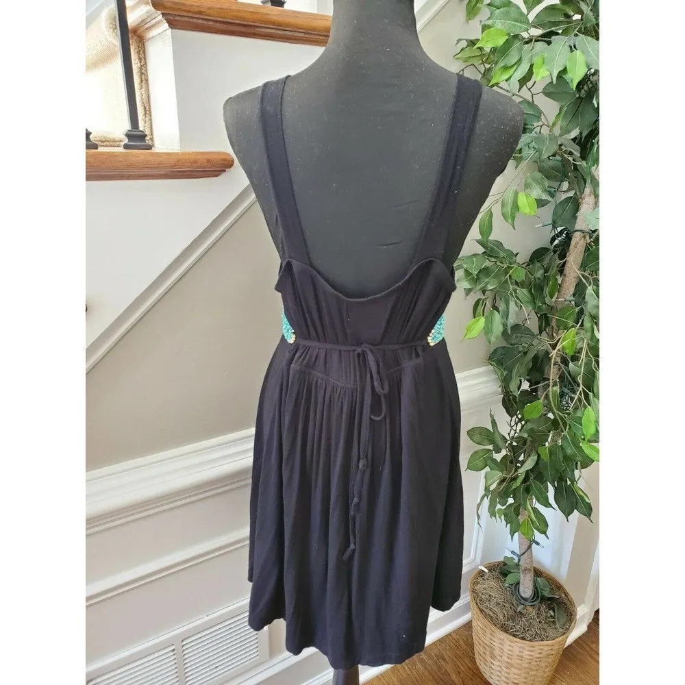 Bailey Blue Women Black Rayon Sleeveless V-Neck Short Length Casual Top Dress L - Image 7