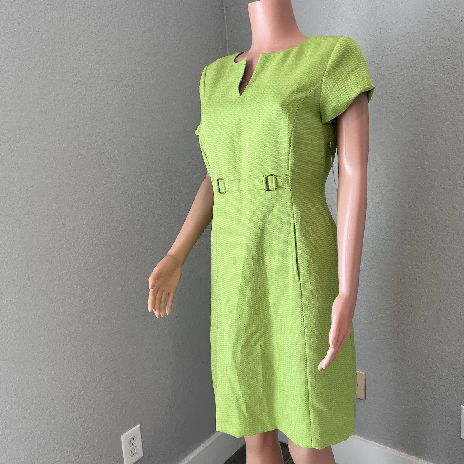 TAHARI Arthur S. Levine Olive Green Fitted Pencil Dress Sz 8 NWT MSPR $128.00 - Image 14