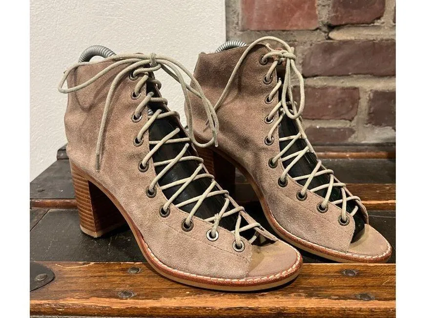 Jeffrey Campbell Free People Boho LaceUp open toe Booties Size 8 - Image 4