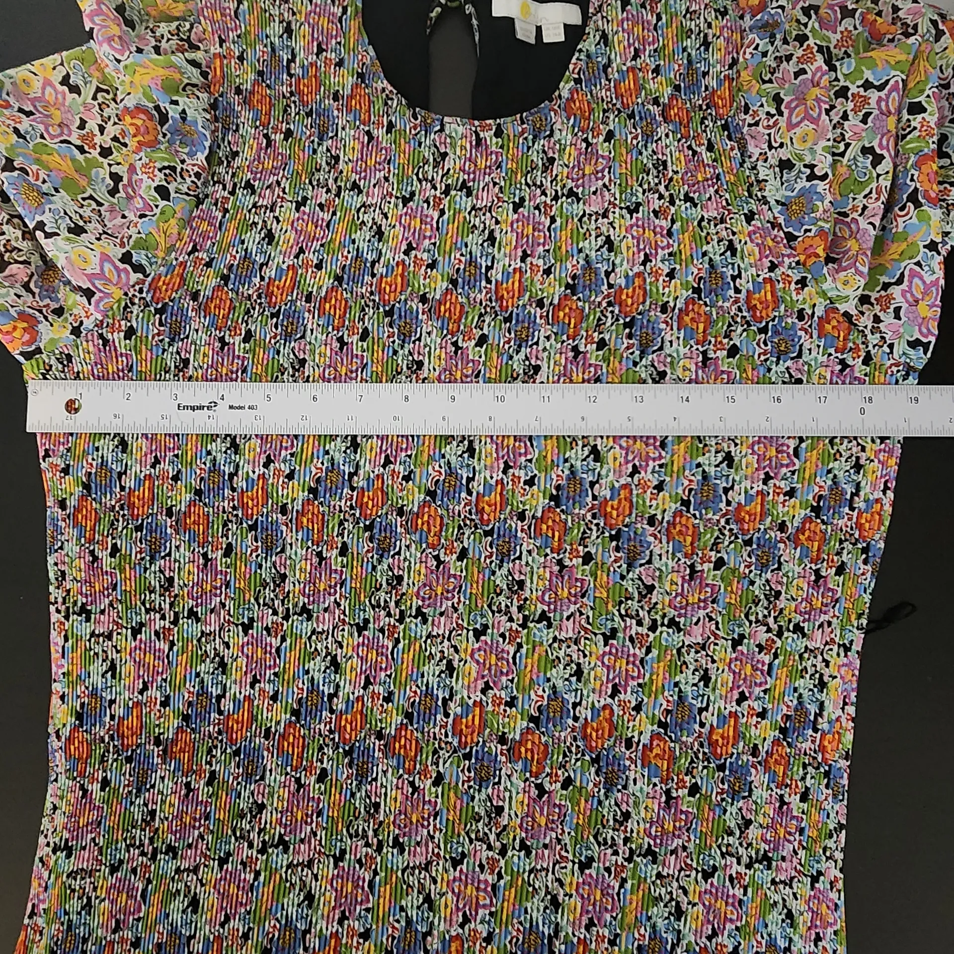 Boden Floral Sheer Sleeve Pleated Mini Dress Size 14 Wedding Guest Dress Black - Image 5