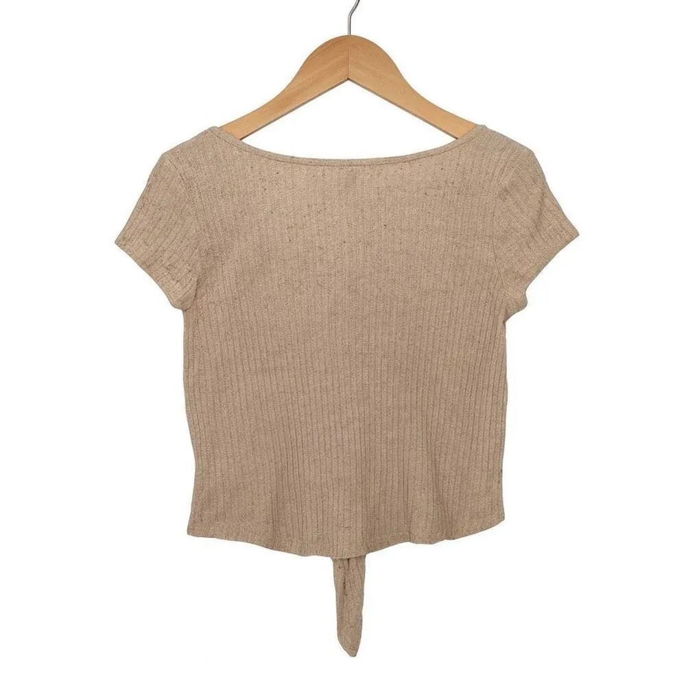 Alya SZ XS ribbed tie front button front t - Image 3