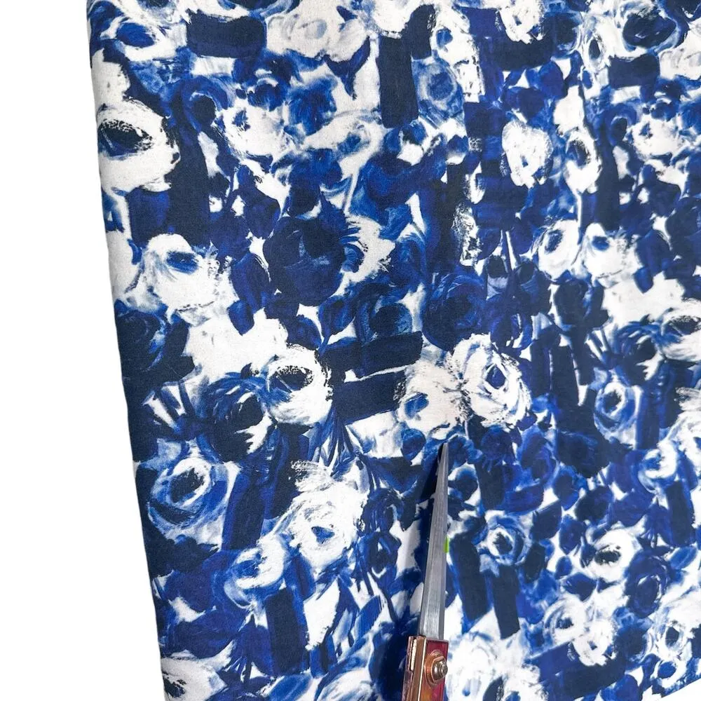 MM Lafleur The Cobble Hill Floral Print Cotton Pencil Skirt Blue Navy White 10 - Image 13