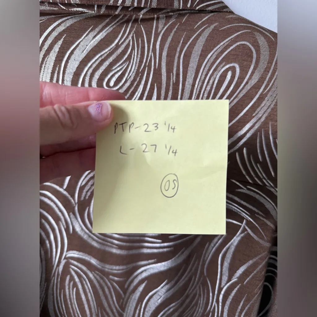 VTG Bomber Jacket Zip Up Brown Silver Swirl Pattern Hippie Boho Jacket Size M OS Size M - Image 9