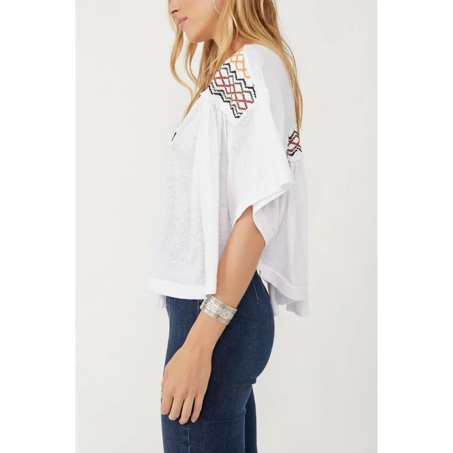 Free People Boho Oversized Market Embroidered Top - Image 4