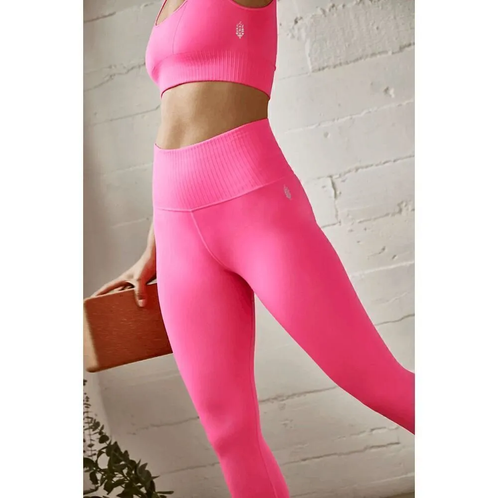 Free People Movement Good Karma High-Rise 7/8 Length Leggings Hot Pink M/L - Image 10