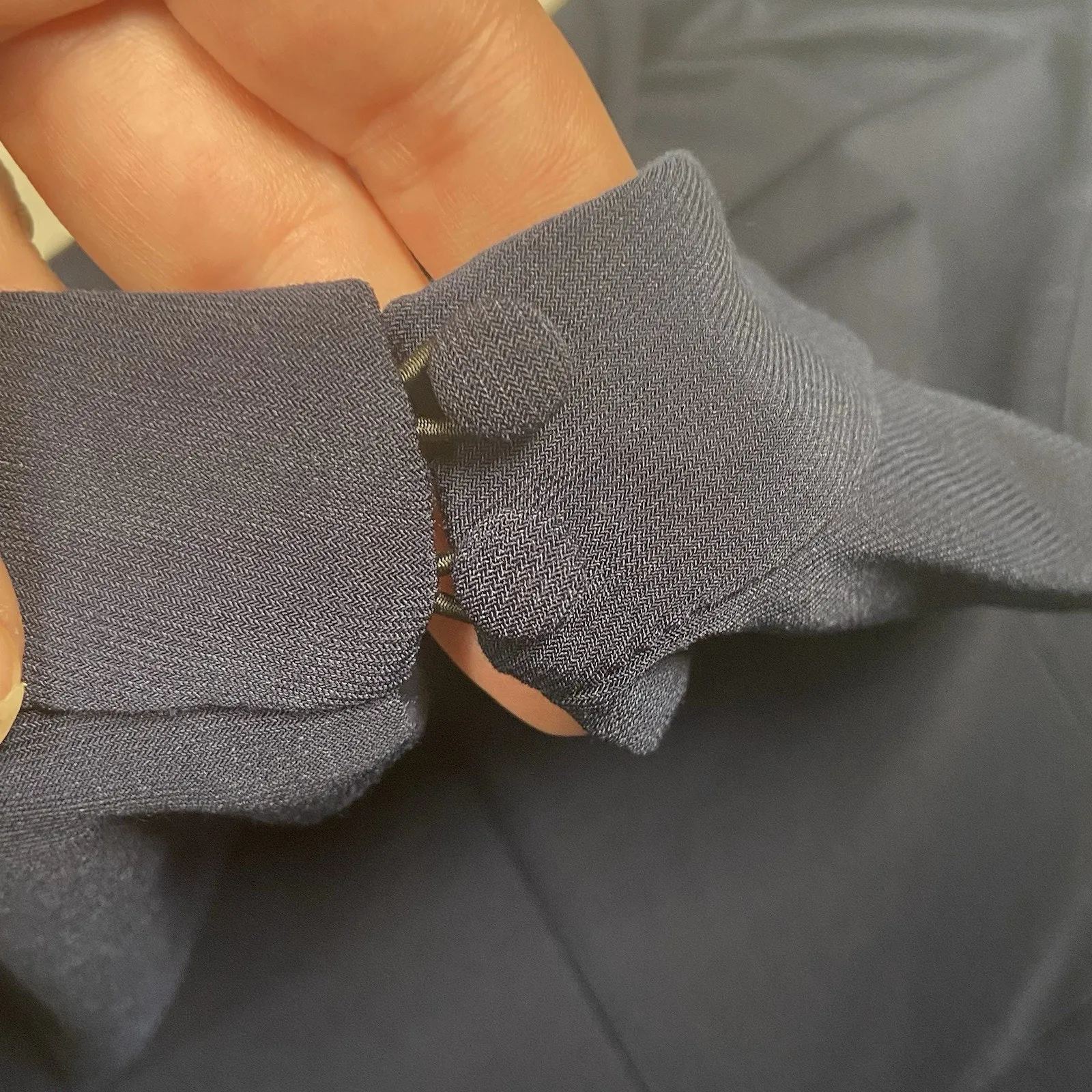 Nina Leonard Jumpsuit Women's Size Large Sleeveless Pleated Wide Leg Navy Blue - Image 5