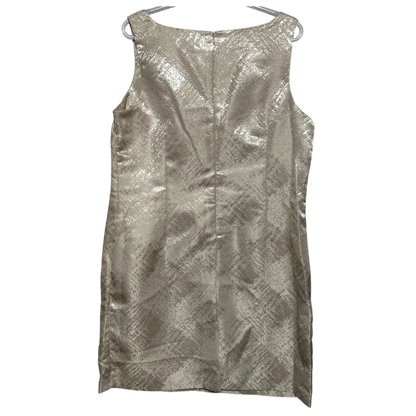 Danillo Women's 2 Piece Cream Metallic Damask Fabric Long Jacket & Dress Size 16 - Image 4