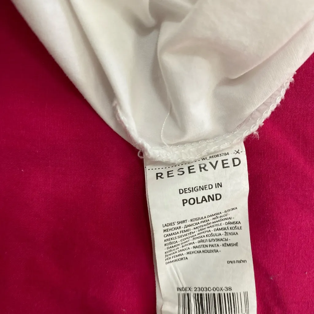 Reserved Eco Aware Women White Button Down Shirt Size M EUR 38 UK 10 Long Sleeve - Image 5